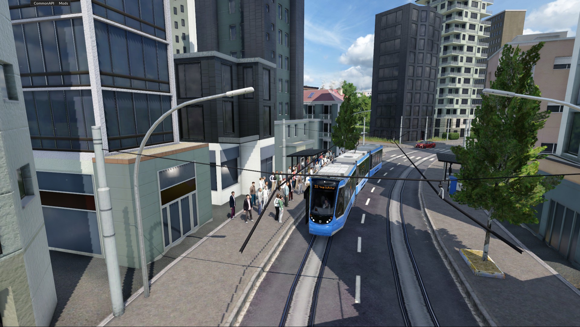 Tram an Haltestelle in Rothenbach