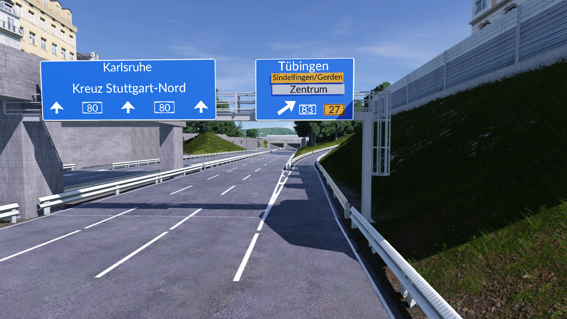 Beschilderung auf der A 80 von Stuttgart-Süd aus