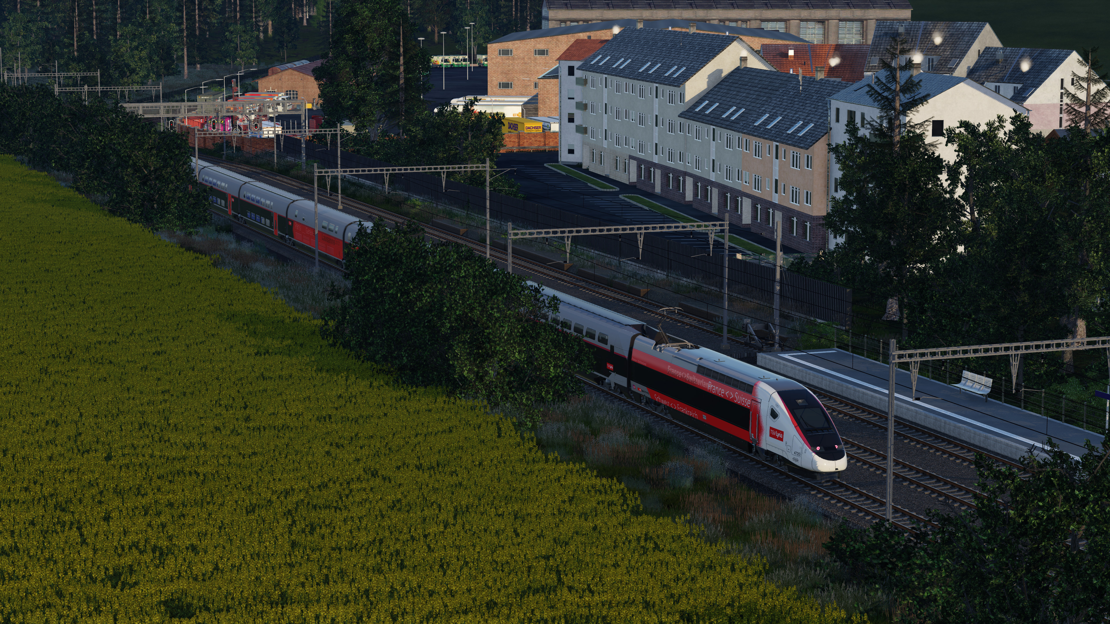Swiss Station with swiss and french train 1