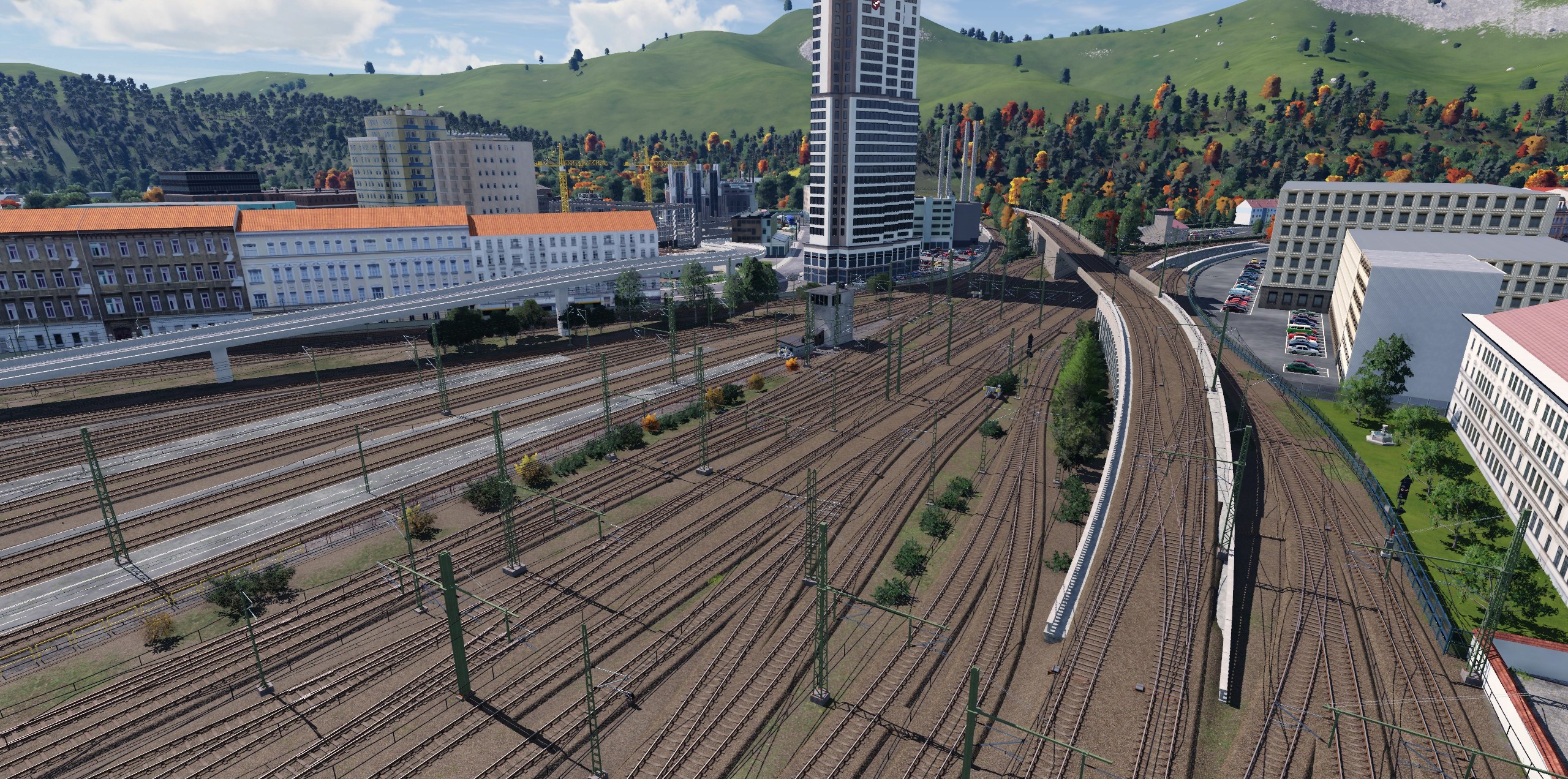 Der Ostbahnhof von seiner südlichen Seite rechts geht es abwärts in die S-Bahnstammstrecke