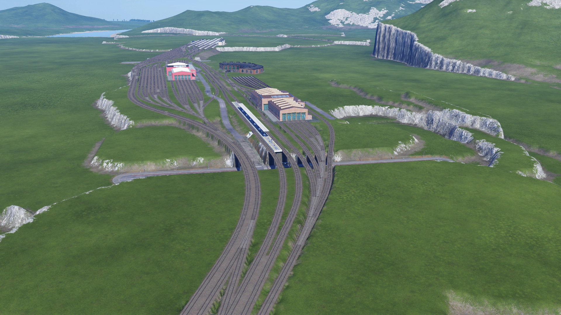 Übersicht der Bahnanlagen (Rohbau) und S Bahn Station