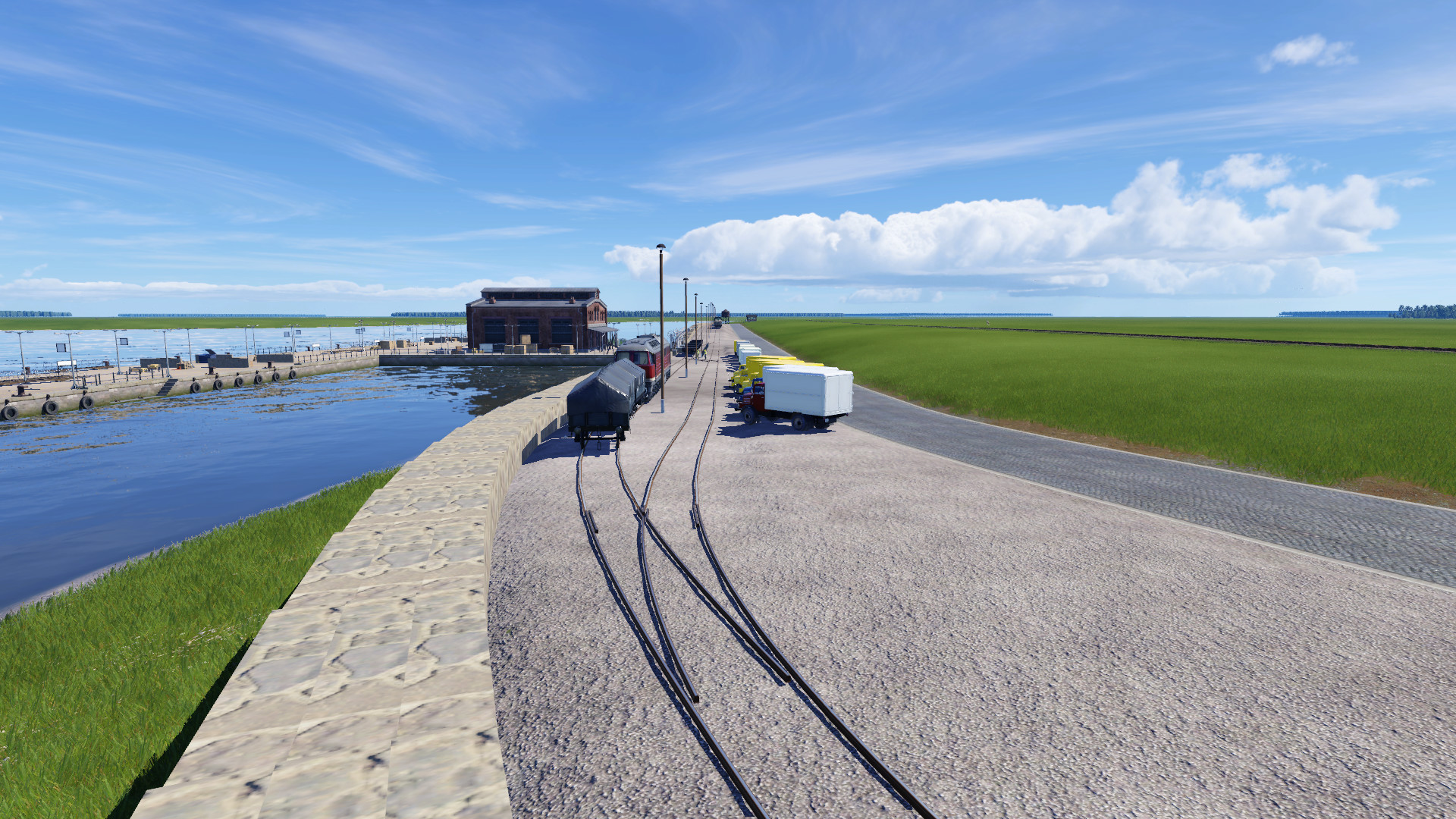 Ein Blick auf dem Hafen mit der Hafenbahn