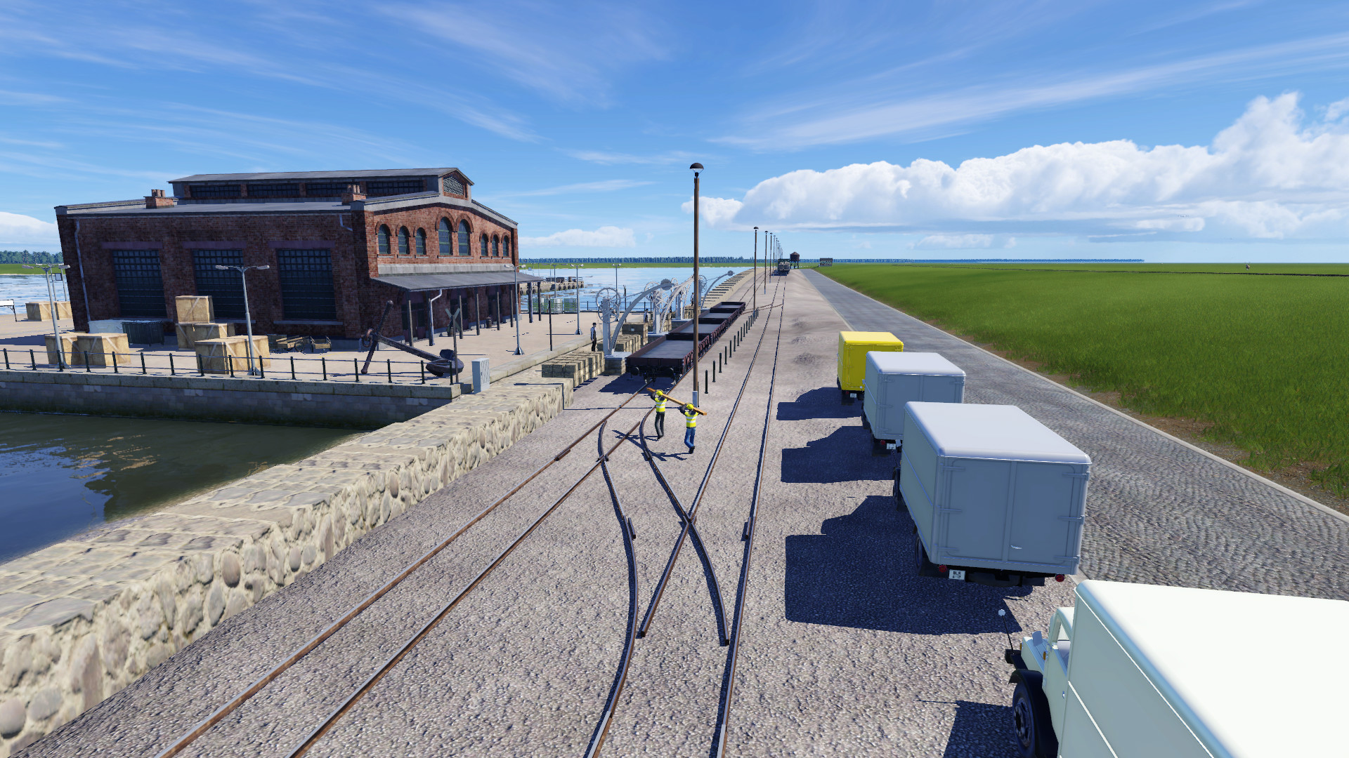 Ein Blick auf dem Hafen mit der Hafenbahn