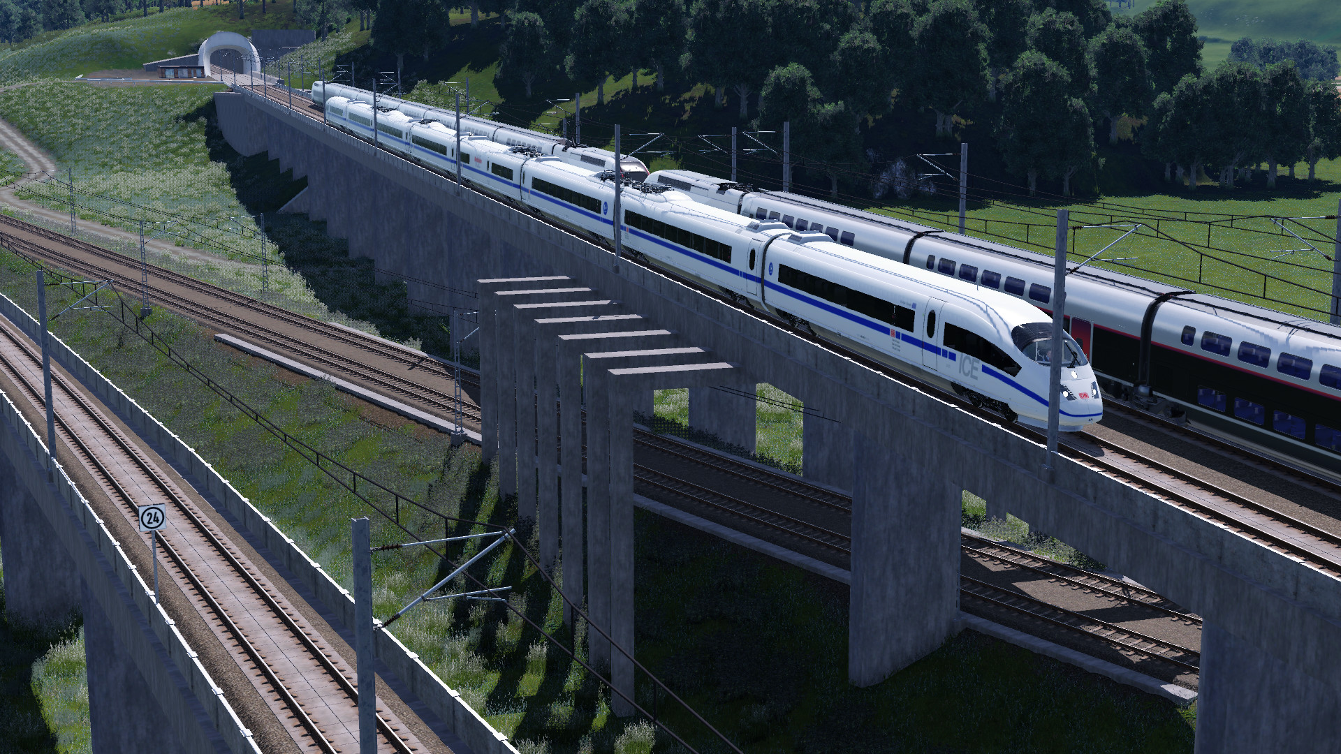 Zugbegegnung auf der SFS