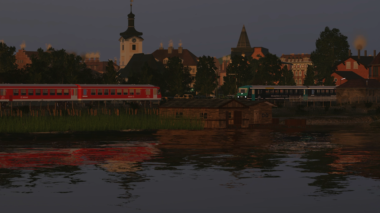 Der Bahnhof Uhlig im Abendschein....