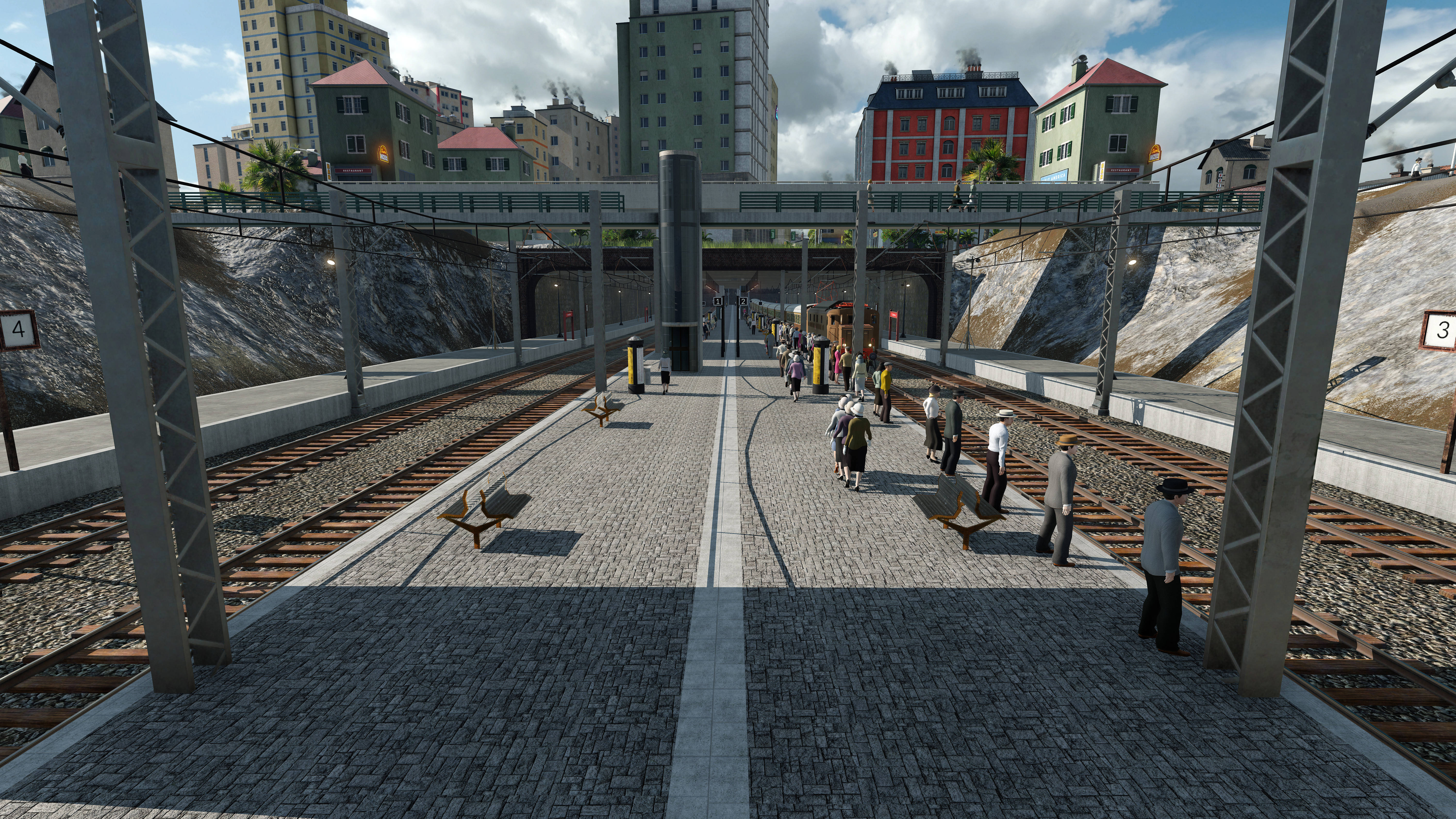 Blick in den halbunterirdischen Kopfbahnhof