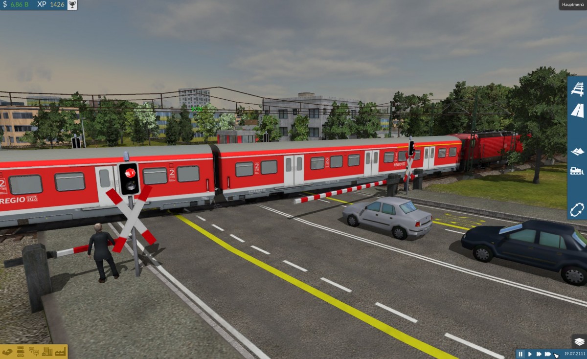S-Bahn am Bahnübergang zur Endstation