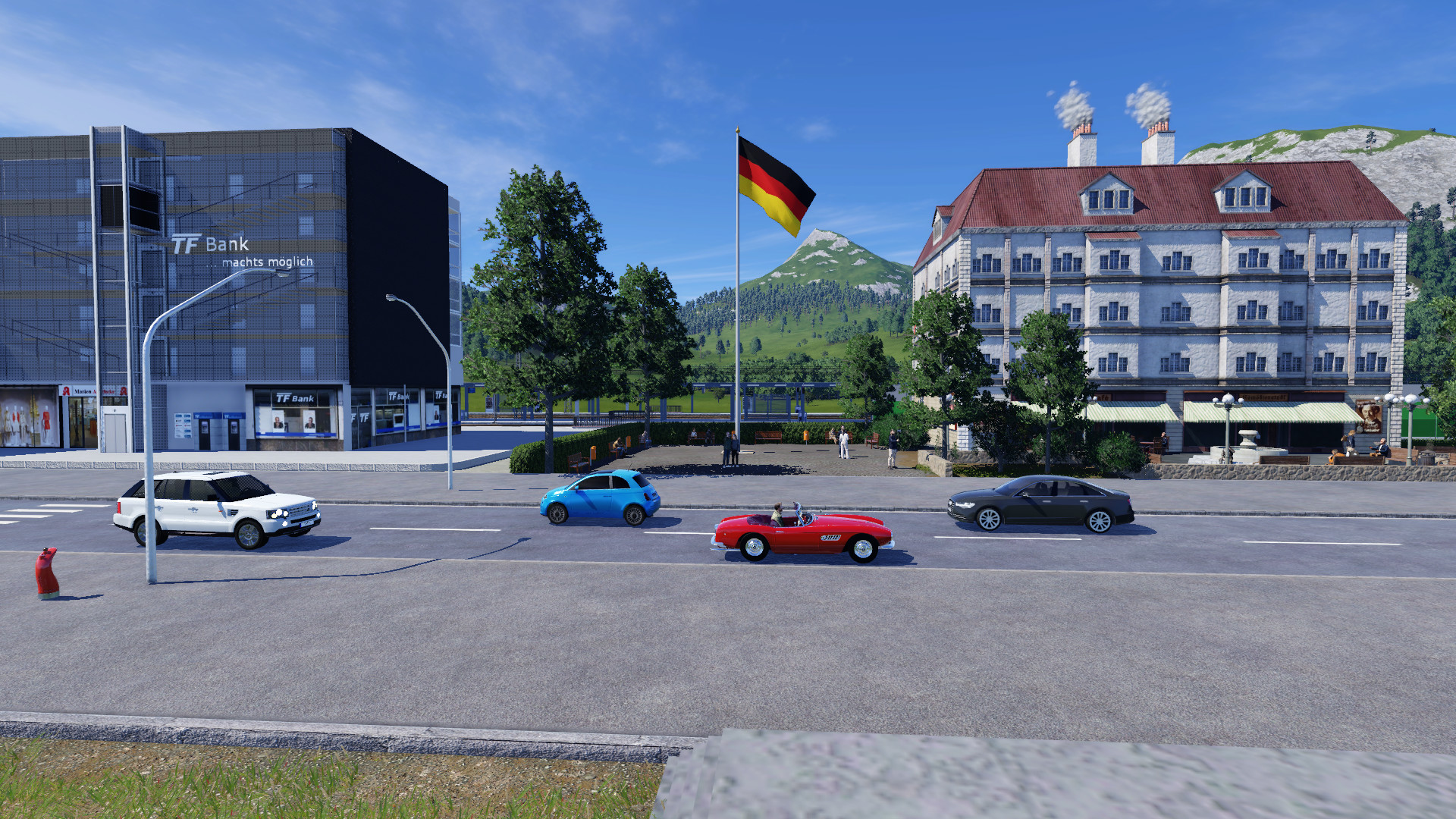 Mitten in der Stadt – ein Selfie mit Bergblick und Deutschlandflagge 🇩🇪🏔️📸