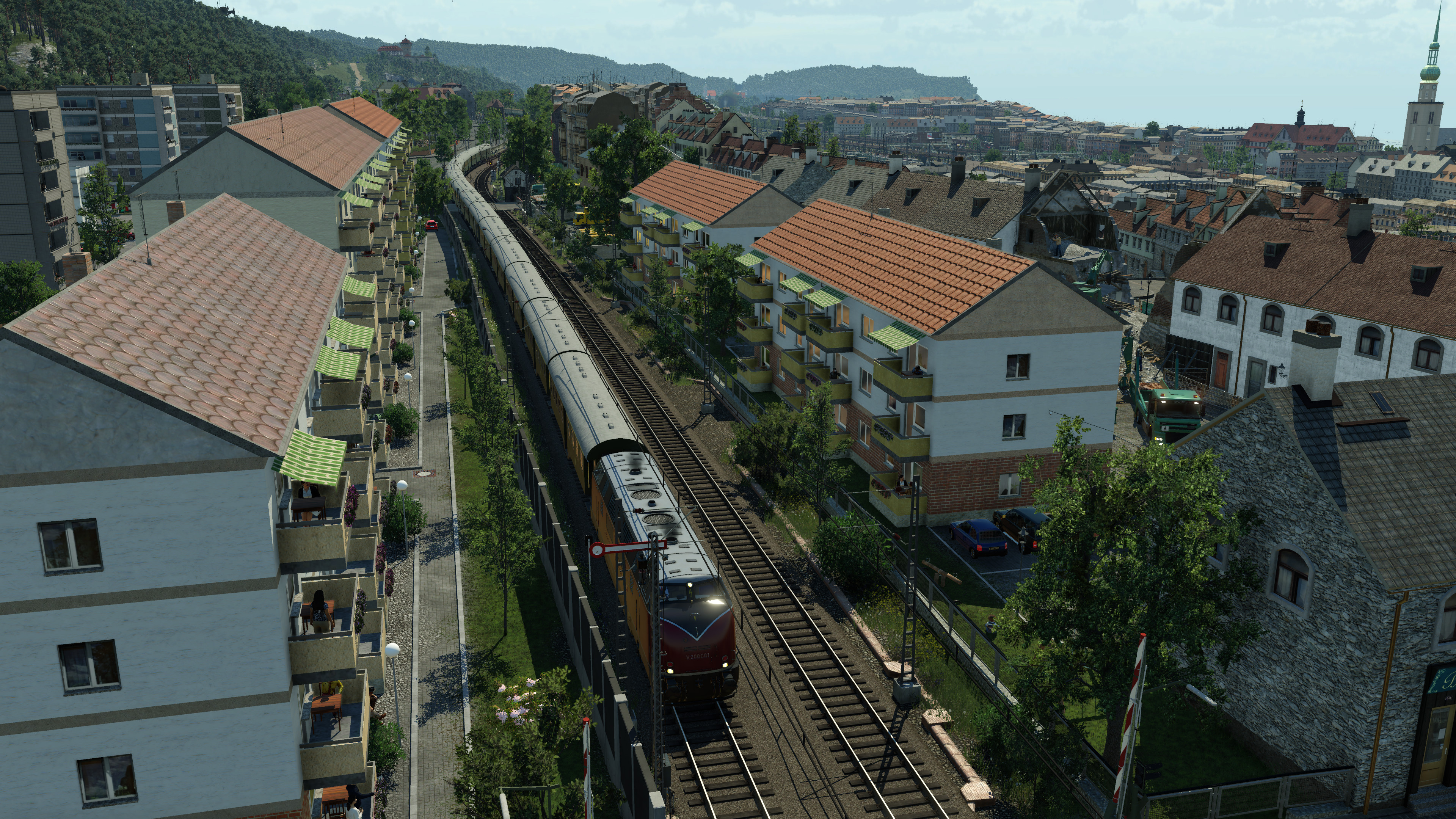 Signalhalt zwischen den Plattenbauten
