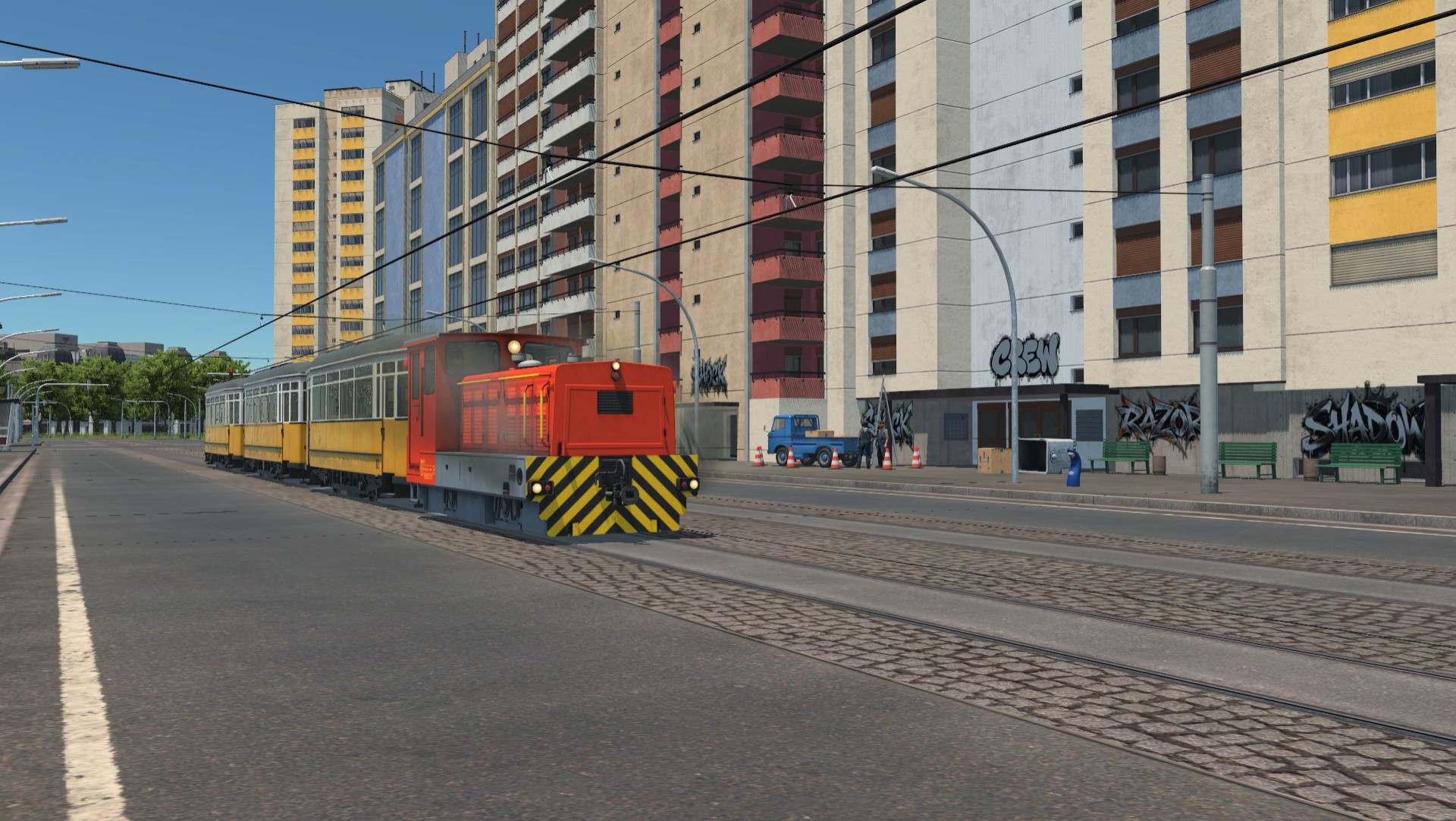 Die alte Gurke rollt durch die Stadt.