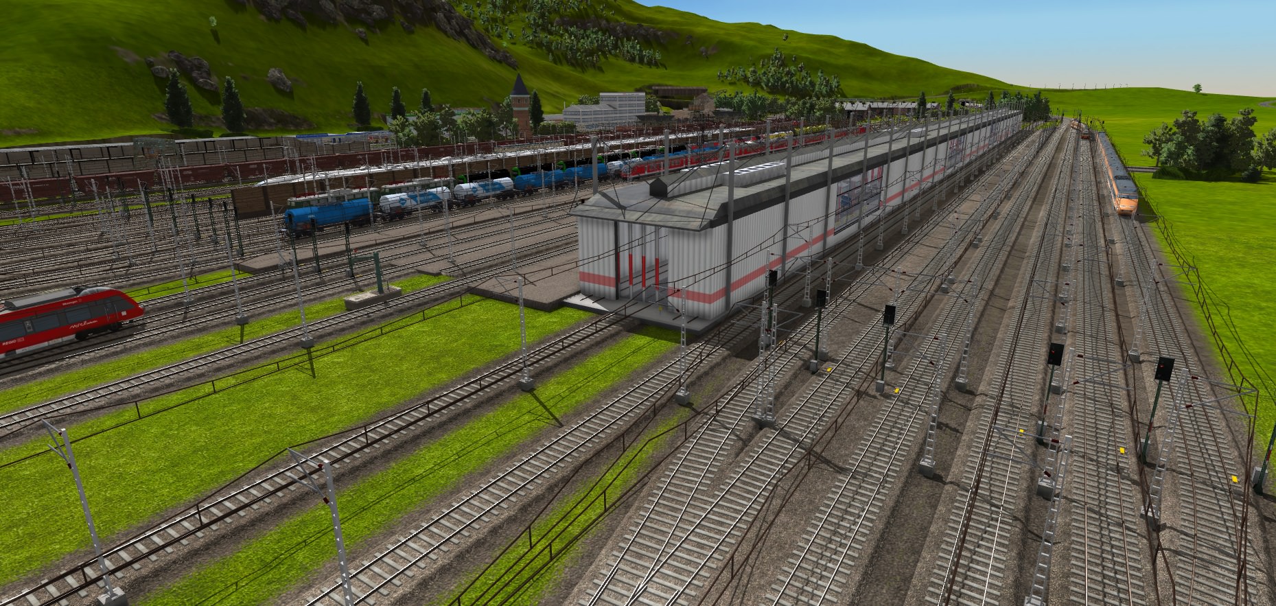 MOD-Rangierbahnhof mal schön ausgebaut und in Gleisanlage integriert