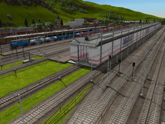 MOD-Rangierbahnhof mal schön ausgebaut und in Gleisanlage integriert