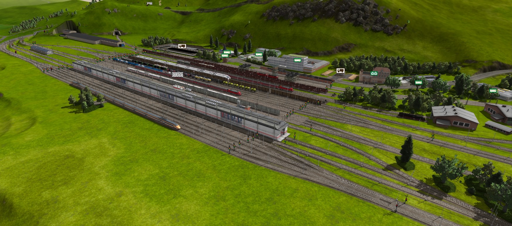 MOD-Rangierbahnhof mal schön ausgebaut und in Gleisanlage integriert