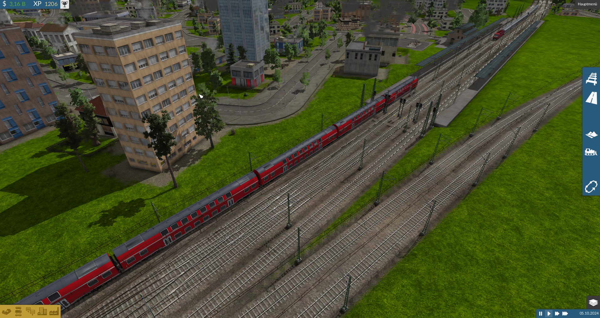Regio verlässt den Bahnhof gefolgt vom InterCity auf dem Durchgangsgleis