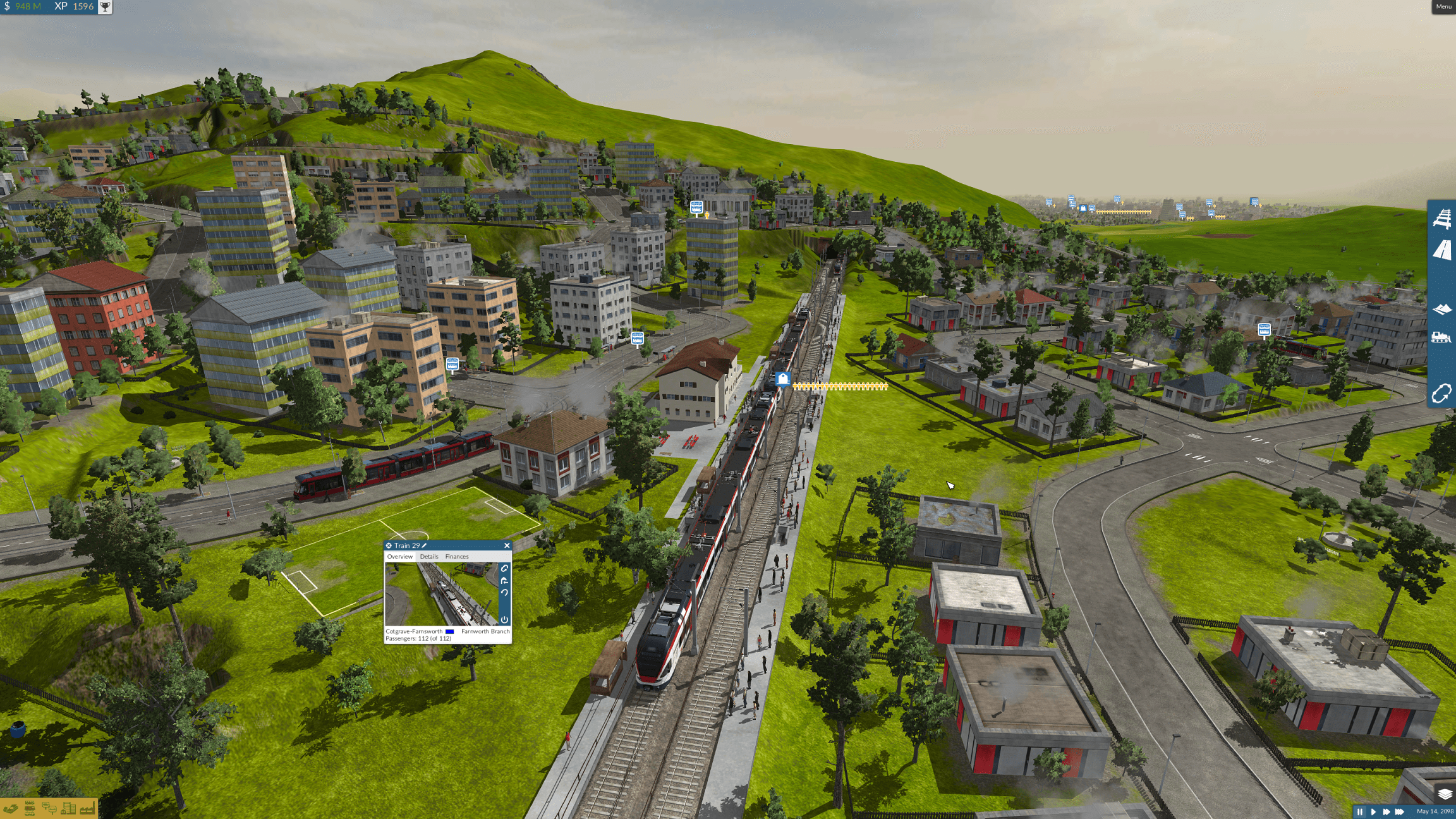 Zug kommt wieder in Farnsworth-Branch an