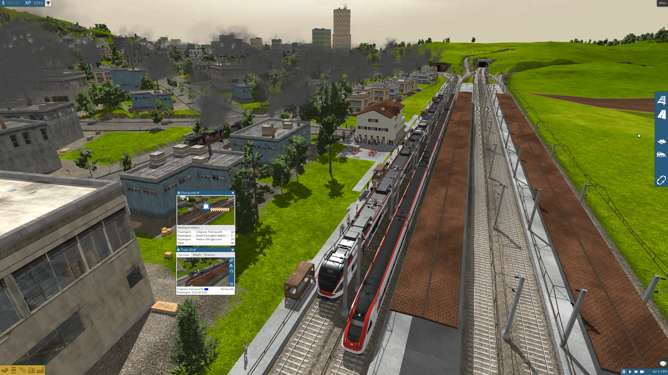 Der Zug hält am Endbahnhof Farnsworth HB