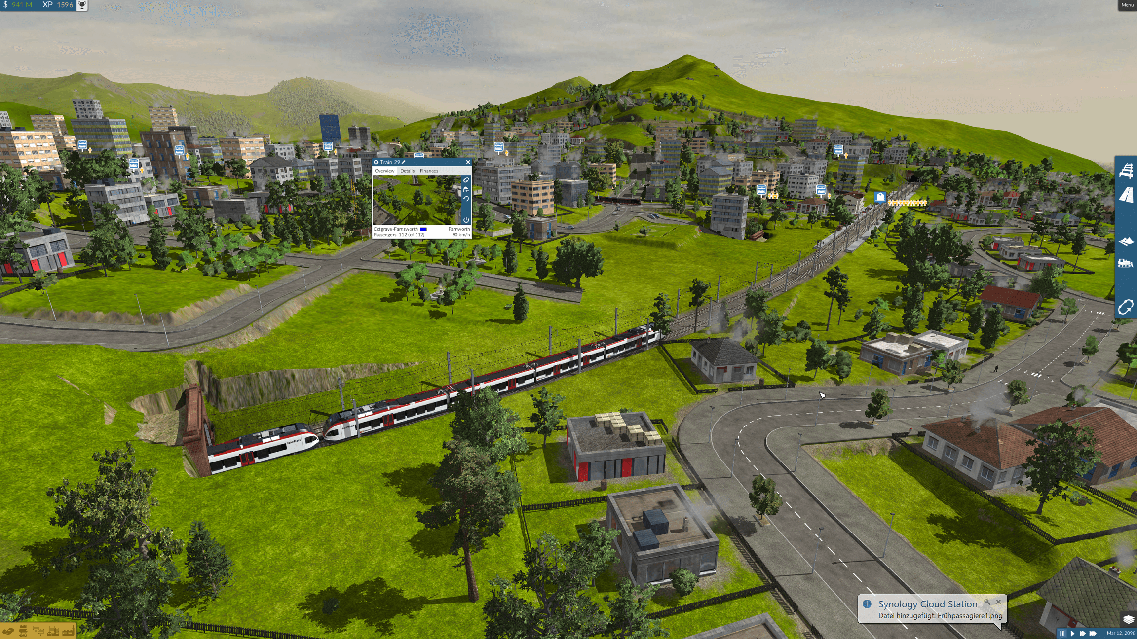 Der Zug fährt weiter nach Farnsworth HB (Endstation)