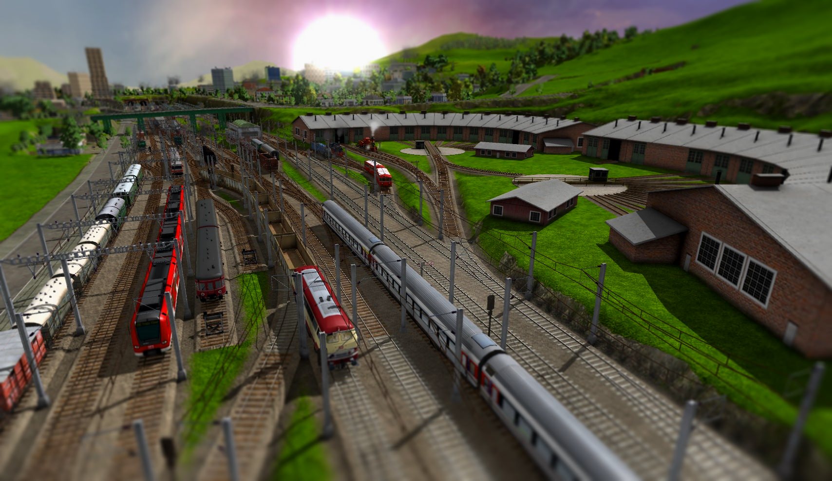 Bahnhofsvorfeld Worthing mit Betriebswerk und HBF im Hintergrund von Osten