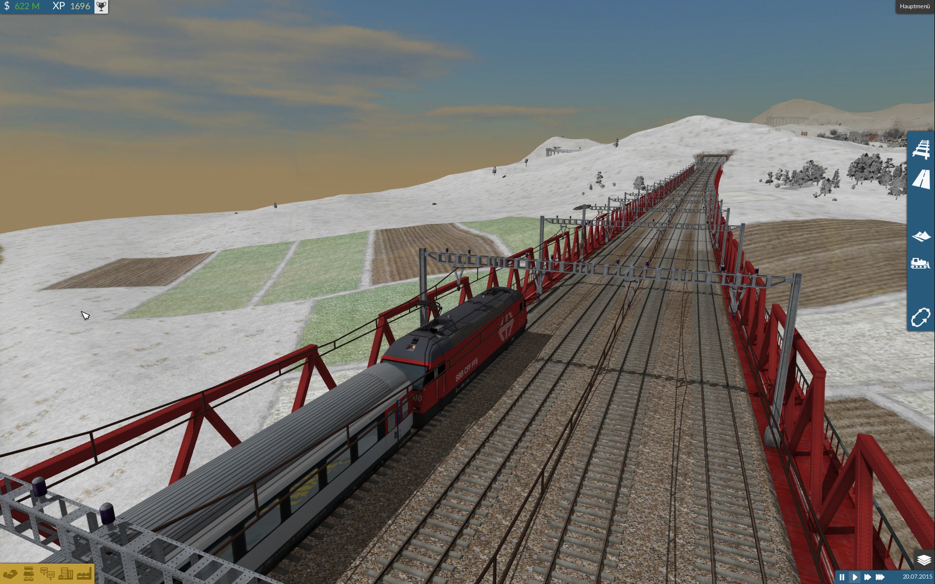 4-Spurige Brücke in Winterlandschaft mit RE460