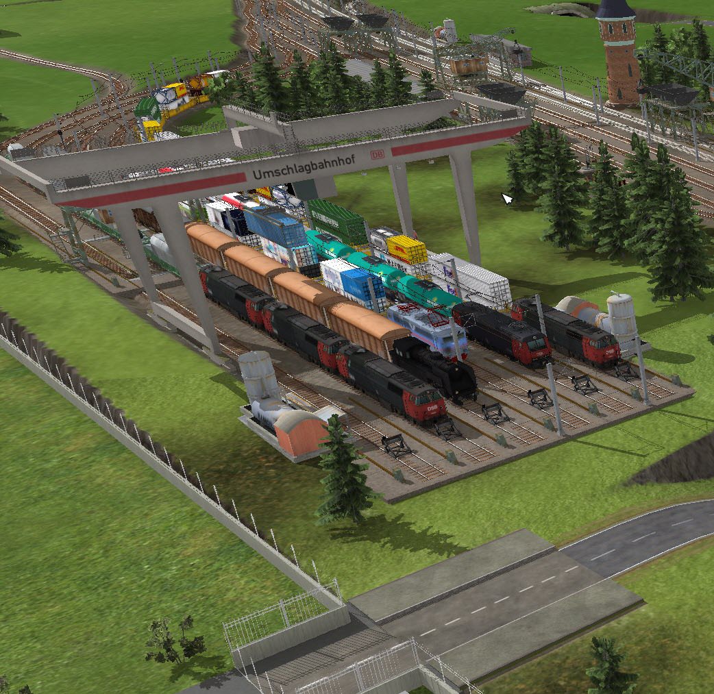 Ein Umschlagbahnhof in Schweden