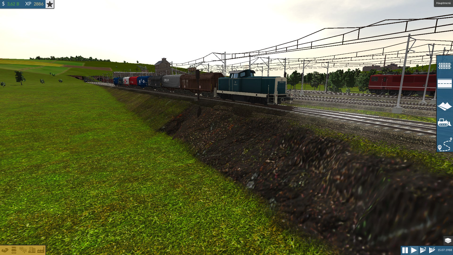 Neue Stahlwaggons mit V90 in Blau.