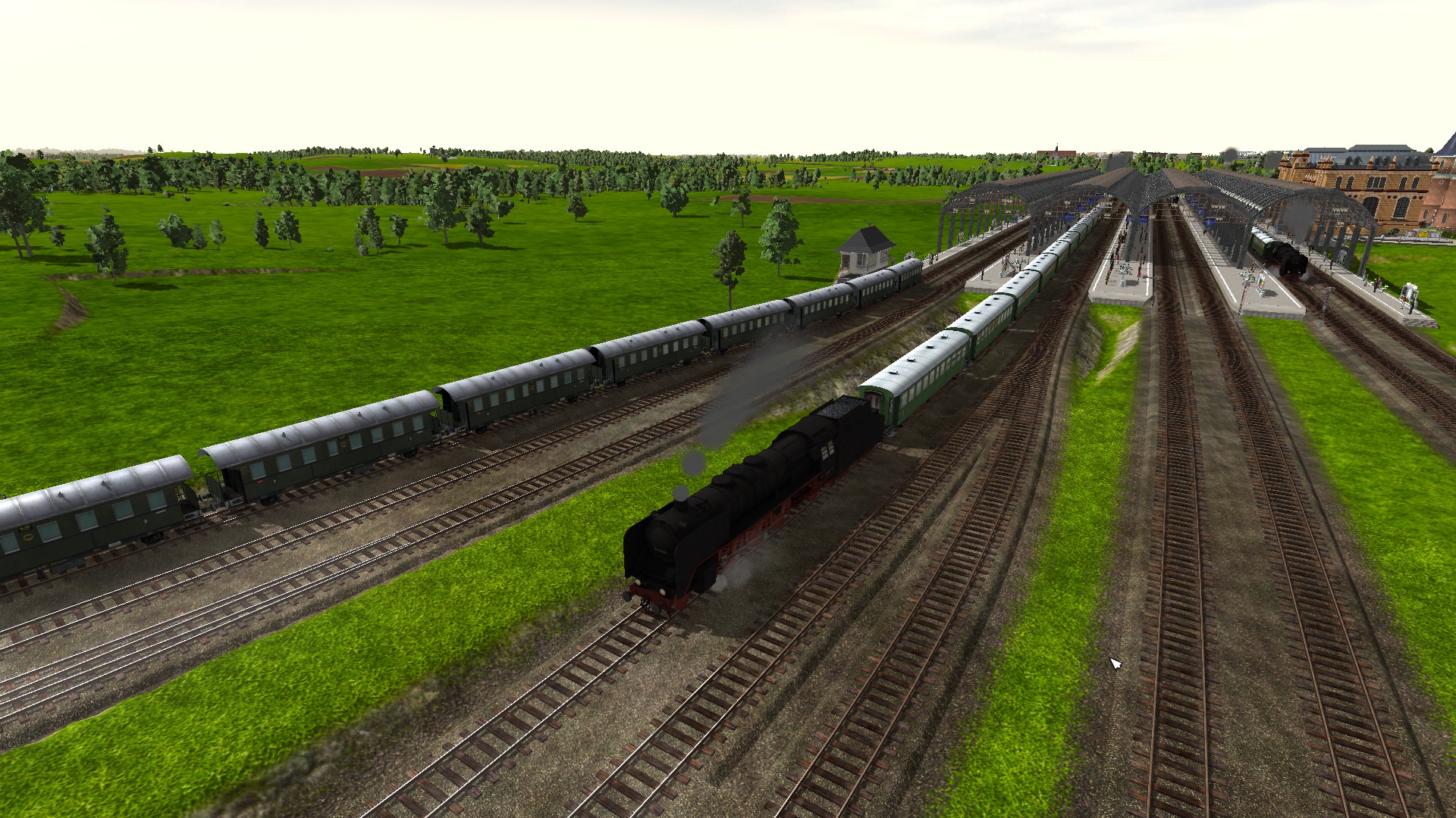 BR 01 mit BC 4 Waggons vorm Wunstorfer Hauptbahnhof.