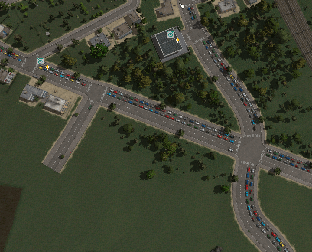 Rush hour traffic at the stop