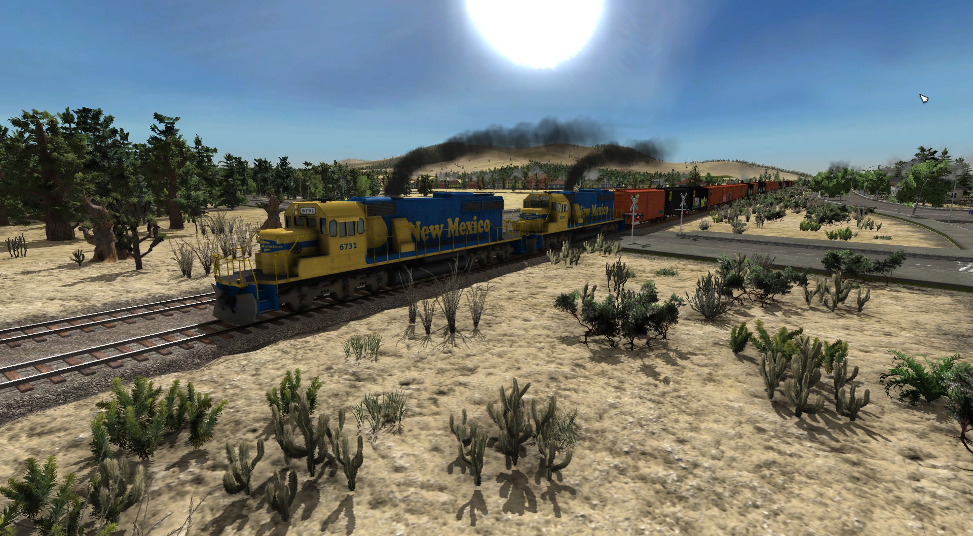 SD40-2 mit Boxcars