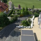 Blick von oben auf das Gehöft und die Siedlung