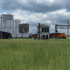 BNSF leaving grain elevator