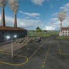Feldbahn und LKW fahren im Industriegelände "Werkzeugfabrik"
