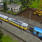 Tram mit zwei Anhängern