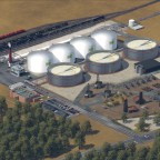 Ölfeld des Konzerns BP p.l.c. weit außerhalb der Stadt Harbors Main