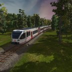 Nebenbahn unterwegs durch den Wald mit Beiwagen