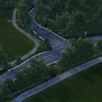 Ländliche Kreuzung im Abendlicht