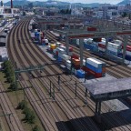 Der Rangierbahnhof Ulm mit Blick auf die Einfahrgruppe und den kleinen Bahnhof Söflingen