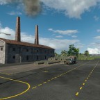 Feldbahn und LKW fahren im Industriegelände "Werkzeugfabrik"