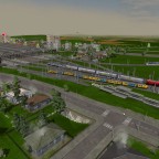 Dreifache Einfahrt in den Bahnhof Sugnens