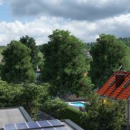 Pomernweg in Richtung Rebberg (Norden) Bezirksschulhaus im Hintergrund