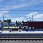 243 192 steht Abfahrbereit am Bahnsteig.