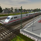 ICE 1 passt gerade so in dem Kopfbahnhof von Freud
