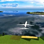Anflug auf den Frachtflughafen von Hallig Rubburg