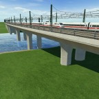 2 ICE 1 kreuzen sich auf der Neubaubrücke