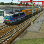 Green Cargo Rc4 with intermodal train