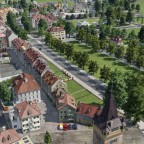 Teilansicht von Süden nach Norden über die Altsstadt und den Grüngürtel.