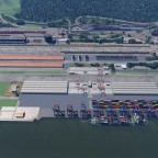 Übersicht des Güterbahnhofs bei Ditzingen mit Entladebrücken