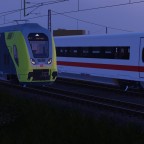 RE 7 im Sonnenuntergang