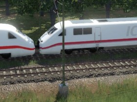 ICE1 mit CH Pantograph in orientrot trifft ICE2 Doppeltraktion in orientrot/verkehrsrot