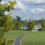 Eine Siedlung. Dahinter die Plattenbauten von Balsthal sur les Illes