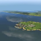 Hallig-Rubburg in der Totalen (noch ohne Flughafen)